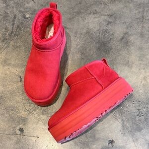 Uggs Red Cozy Platform Ankle Boots